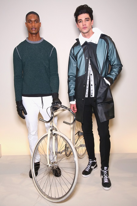 NEW YORK, NY - FEBRUARY 02: Models pose at the EFM Autumn/Winter 2016 Men's Presentation at Skylight at Clarkson Sq on February 2, 2016 in New York City. (Photo by Astrid Stawiarz/Getty Images for EFM)